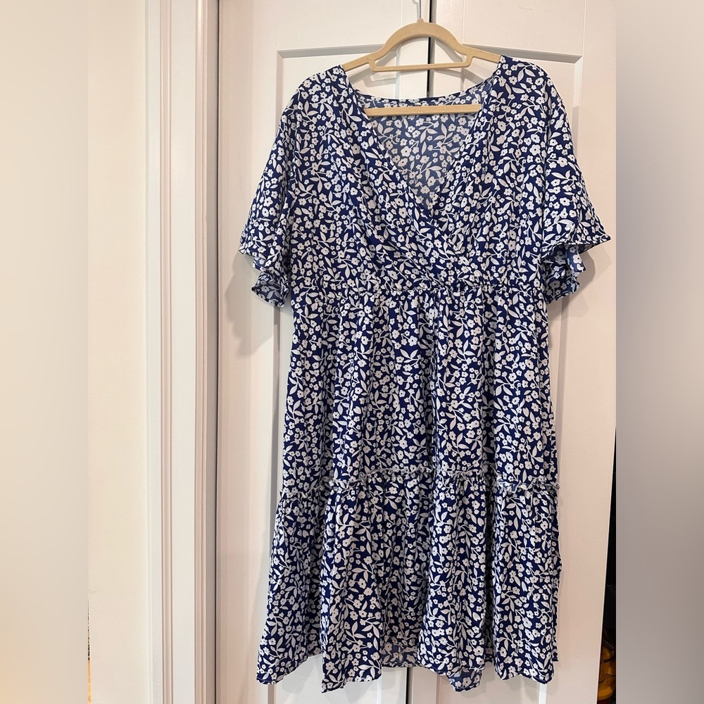 Blue dress with white flowers